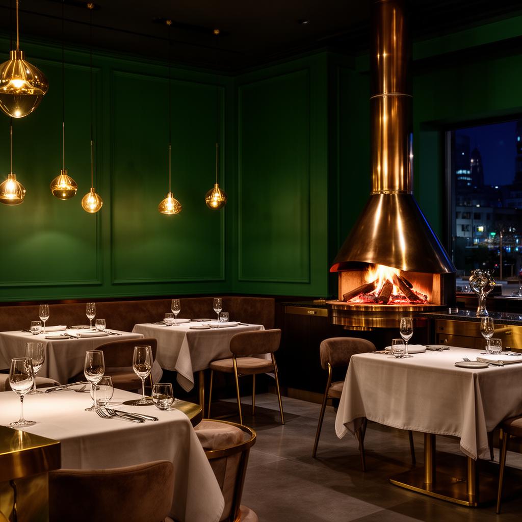 Warm candlelit interior of HAN Turkish Kitchen with brass lanterns and intimate banquette seating